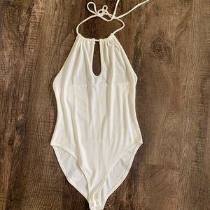 White halter bodysuit